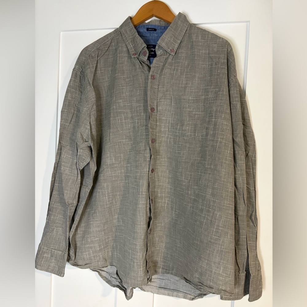 Artistry‎ in Motion Mens XXL Slim Fit Grey Crosshatch Long Sleeve